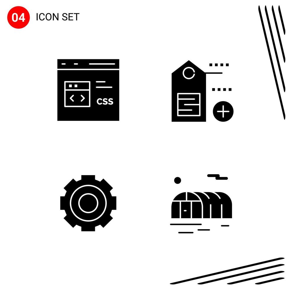 colección de 4 iconos vectoriales en estilo sólido símbolos de glifo perfecto de píxeles para web y signos de iconos sólidos móviles sobre fondo blanco 4 iconos vector