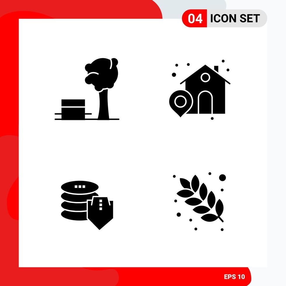 Creative Set of 4 Universal Glyph Icons isolated on White Background vector