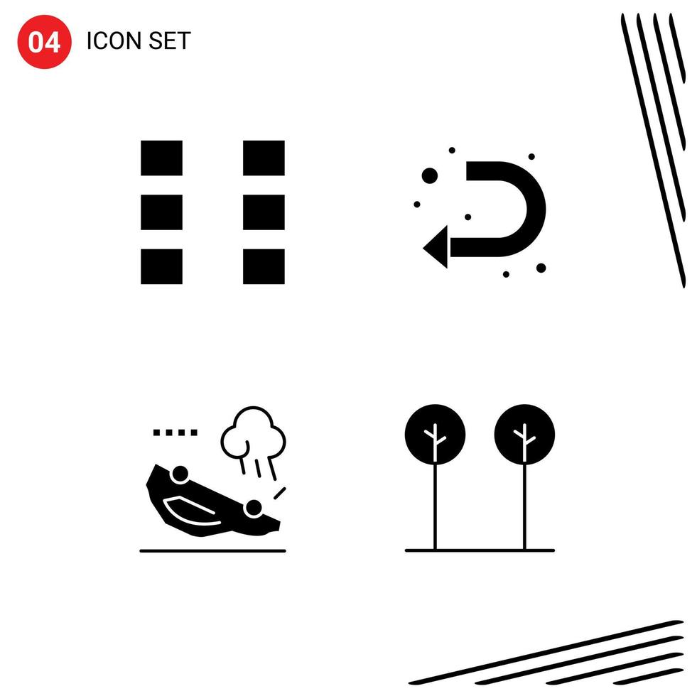 Set of Commercial Solid Glyphs pack for layout car wireframe u turn flipped Editable Vector Design Elements