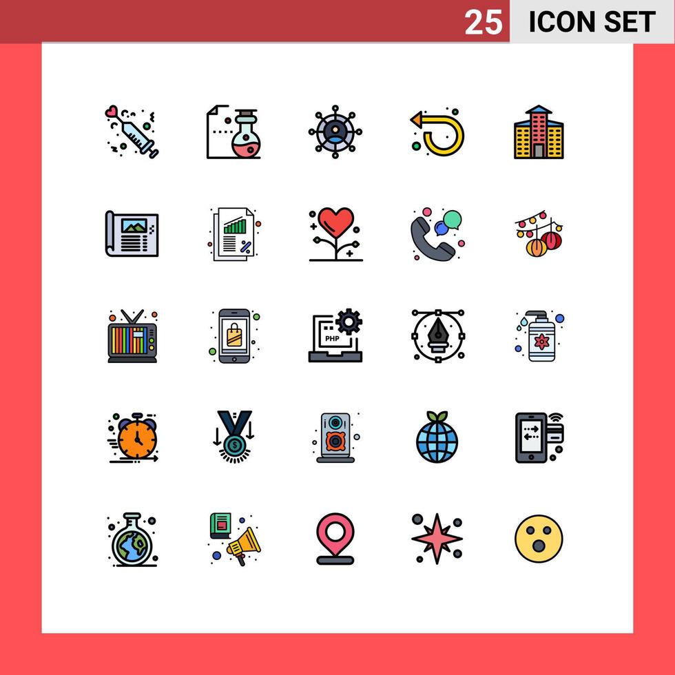 Universal Icon Symbols Group of 25 Modern Filled line Flat Colors of city left science repeat arrow Editable Vector Design Elements