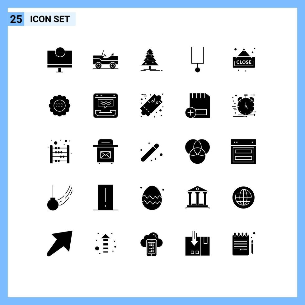 conjunto de 25 iconos modernos de la interfaz de usuario signos de símbolos para comprar elementos de diseño vectorial editables del instrumento de horquilla de afinación de árboles cercanos vector