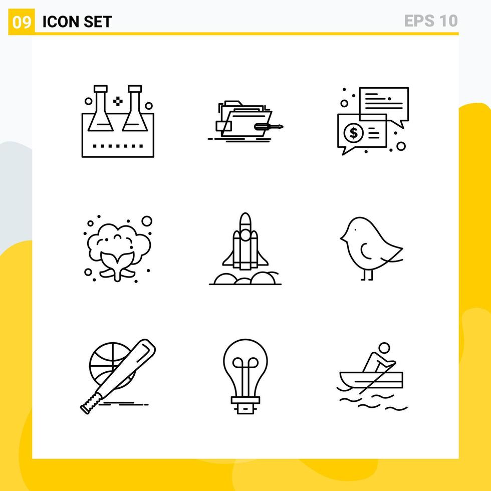 Collection of 9 Universal Line Icons Icon Set for Web and Mobile vector