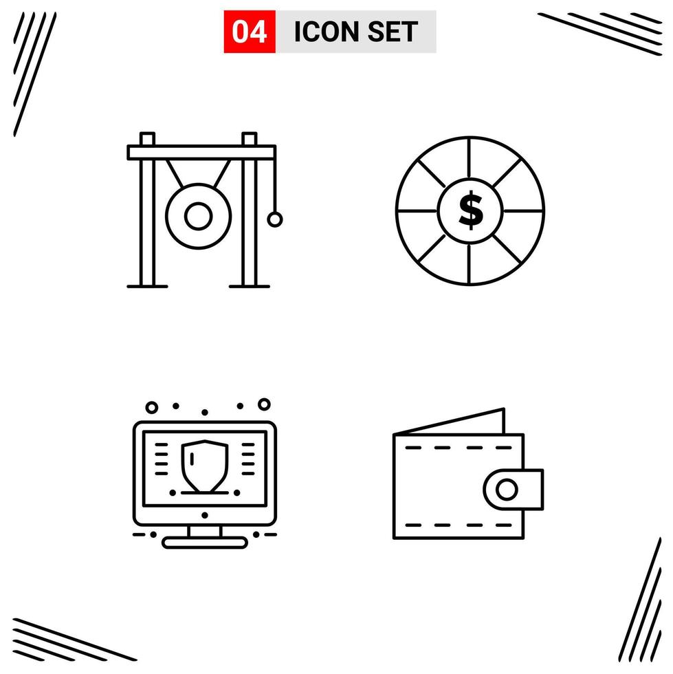 4 Icons Line Style Grid Based Creative Outline Symbols for Website Design Simple Line Icon Signs Isolated on White Background 4 Icon Set vector