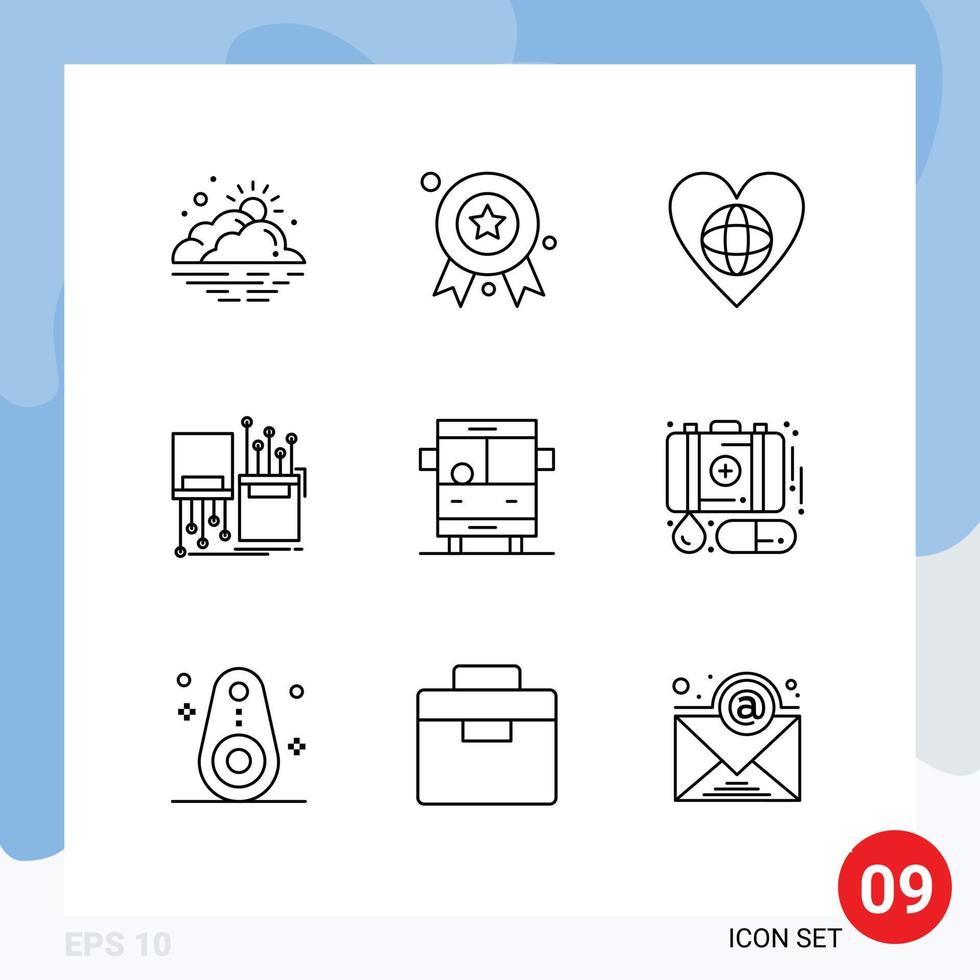 9 Thematic Vector Outlines and Editable Symbols of lane fiber badge digital heart Editable Vector Design Elements