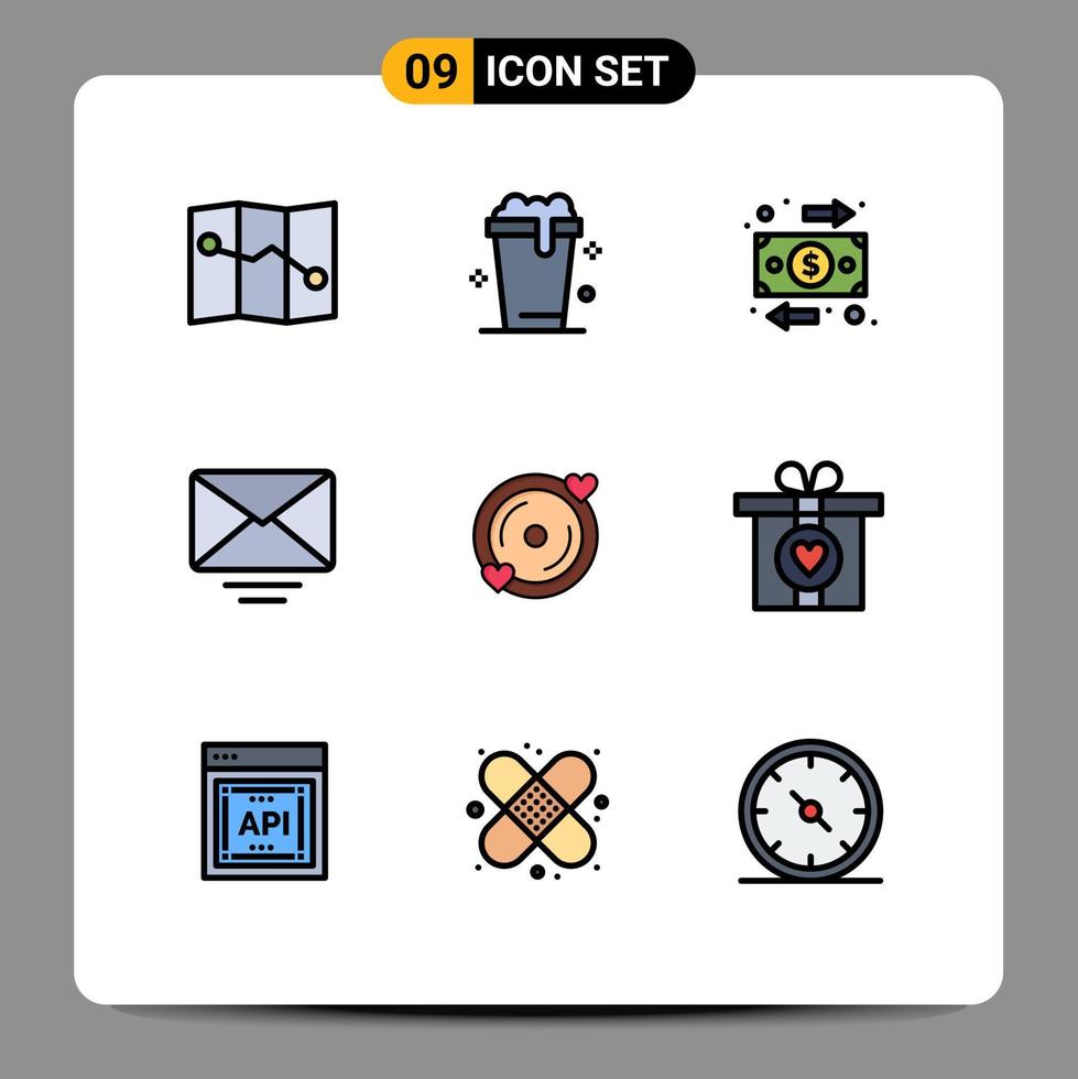 9 Creative Icons Modern Signs and Symbols of gift heart flow love message Editable Vector Design Elements