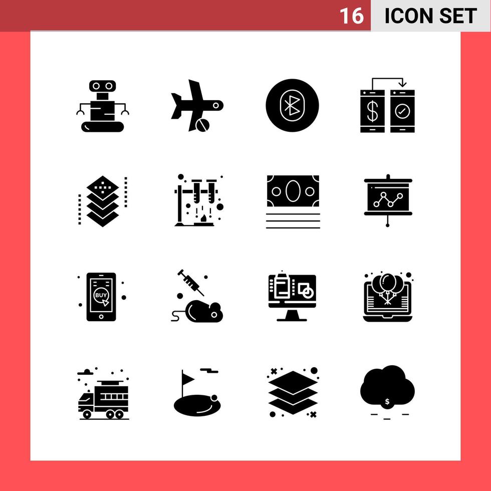 16 Icon Pack Solid Style Glyph Symbols on White Background Simple Signs for general designing vector