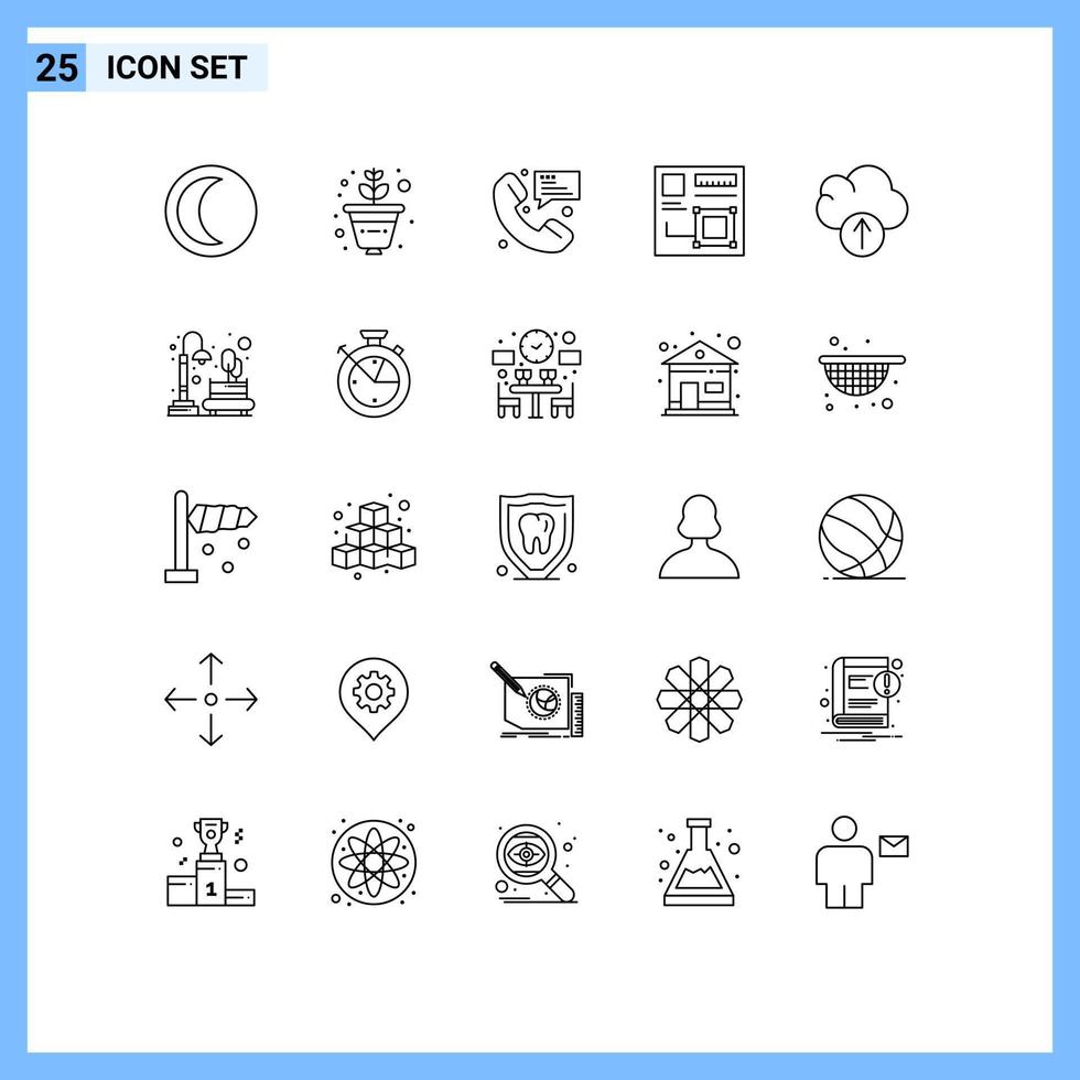 Pack of 25 Modern Lines Signs and Symbols for Web Print Media such as cloud digital contact design art Editable Vector Design Elements