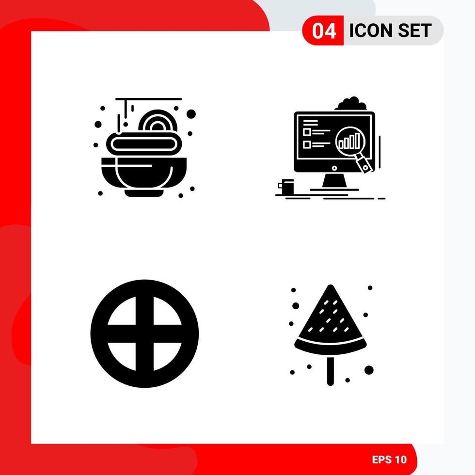 Creative Set of 4 Universal Glyph Icons isolated on White Background vector