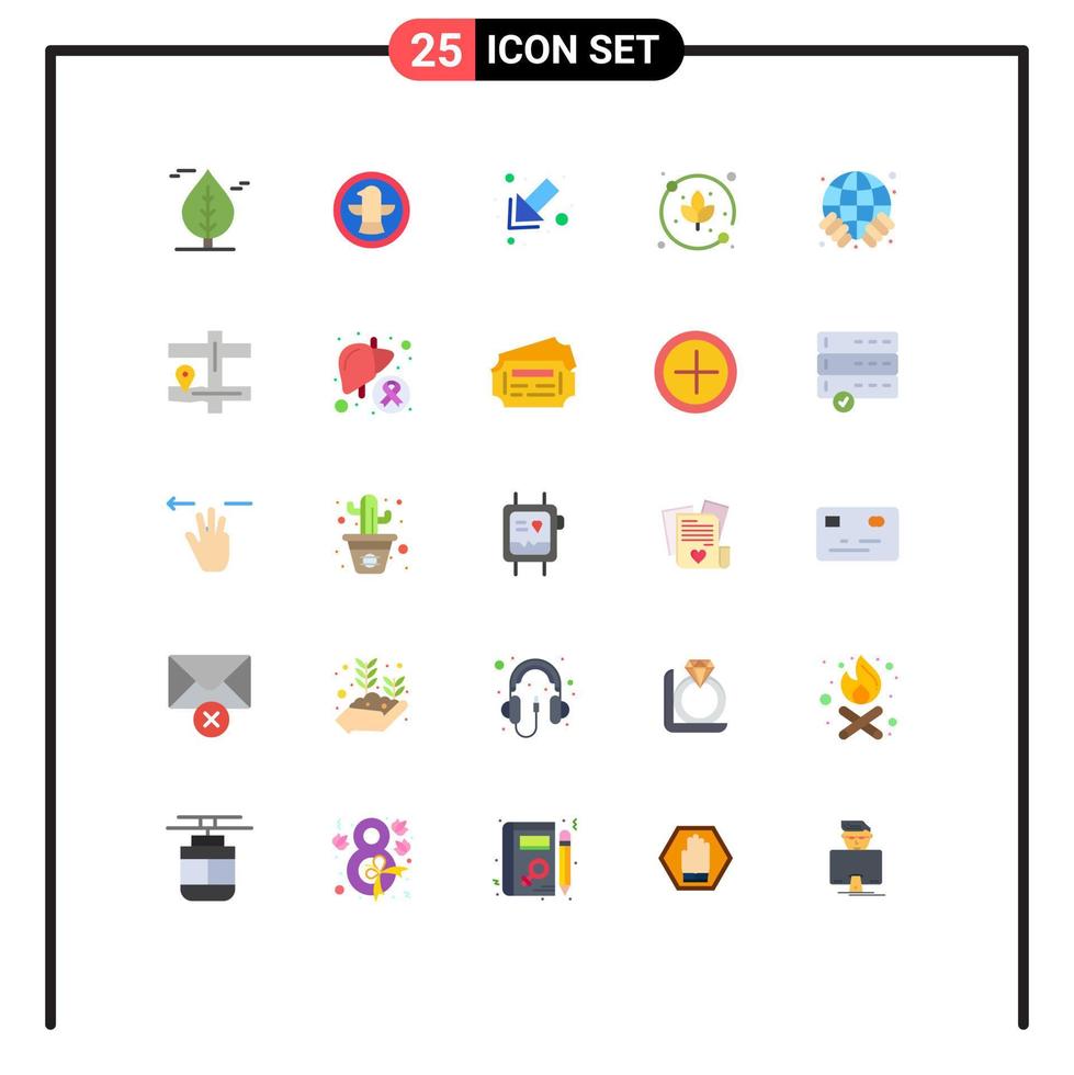 Pictogram Set of 25 Simple Flat Colors of map world down globe agriculture Editable Vector Design Elements
