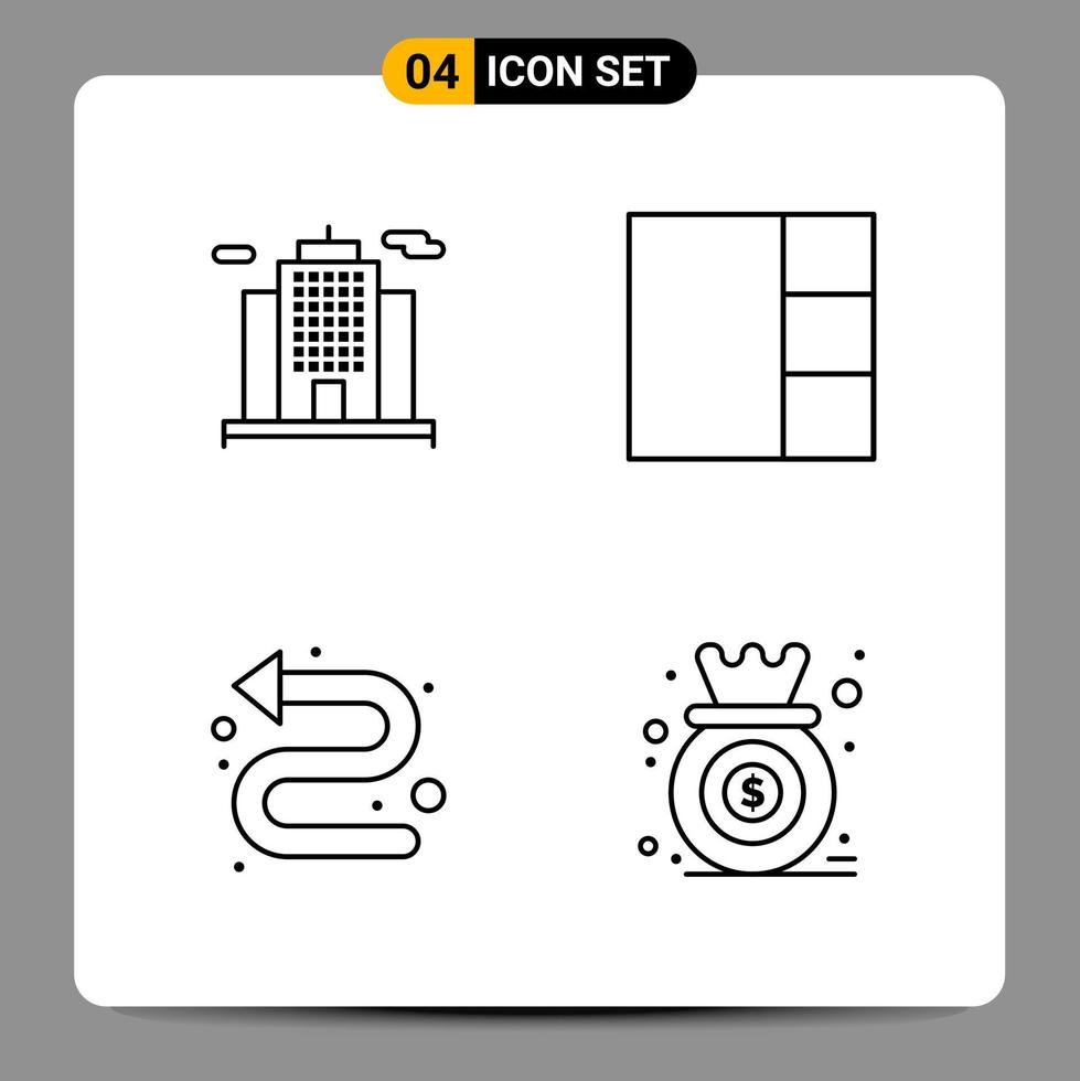 Paquete de 4 iconos negros símbolos de contorno signos para diseños receptivos sobre fondo blanco 4 iconos establecidos vector