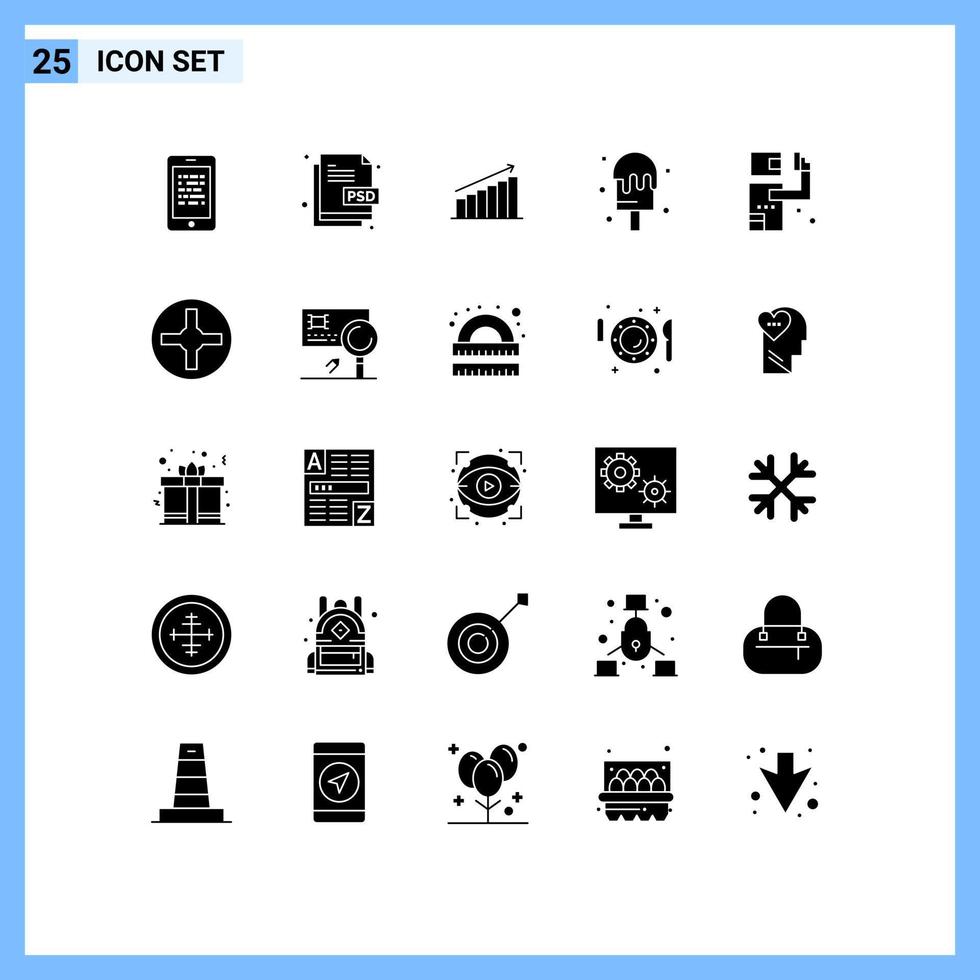 Set of 25 Modern UI Icons Symbols Signs for cream market file graph analytics Editable Vector Design Elements
