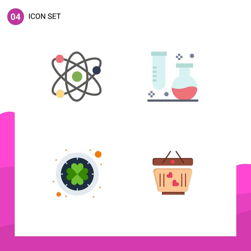 Editable Vector Line Pack of 4 Simple Flat Icons of science ireland atom laboratory patrick Editable Vector Design Elements
