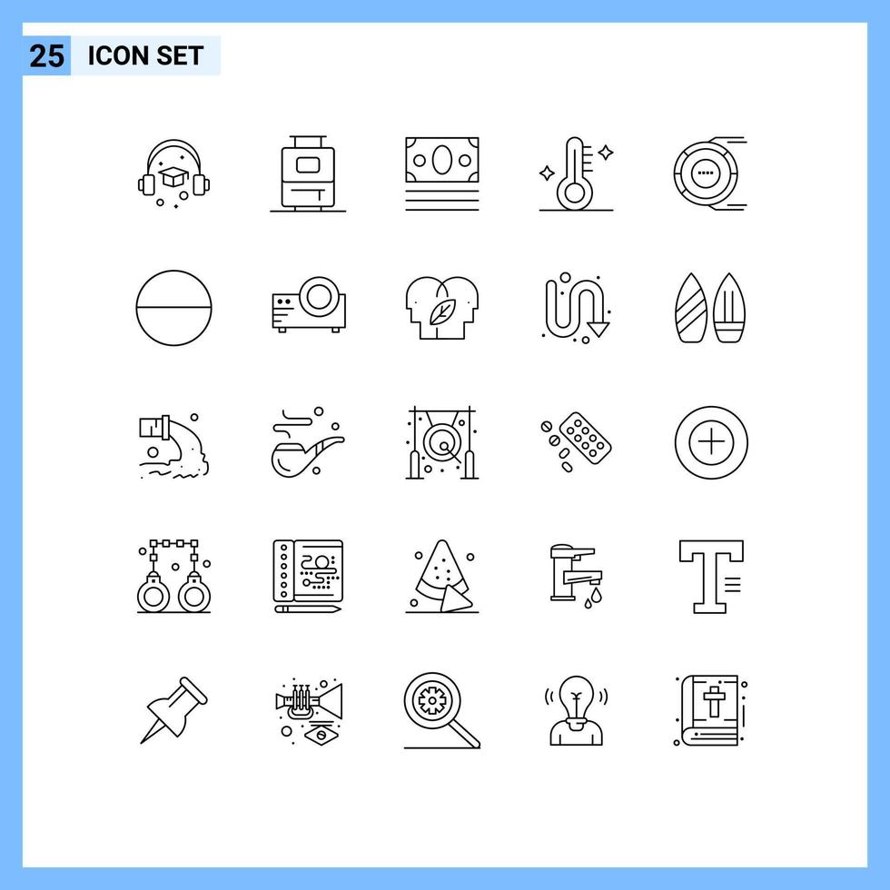 Pack of 25 creative Lines of estimation analysis online allocation thermometer Editable Vector Design Elements