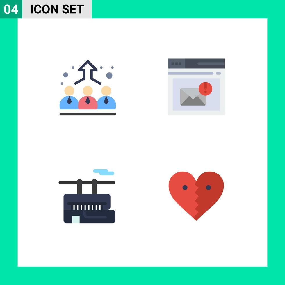 Set of 4 Modern UI Icons Symbols Signs for business chair lift management mail transport Editable Vector Design Elements