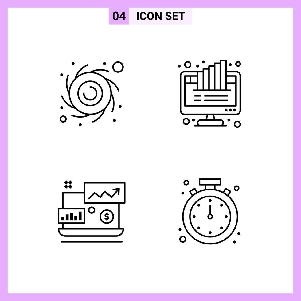 4 iconos en estilo de línea símbolos de contorno sobre fondo blanco signos de vectores creativos para web móvil e impresión