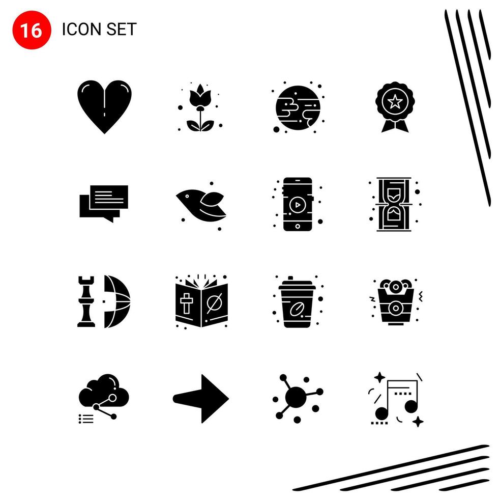 Collection of 16 Vector Icons in solid style Pixle Perfect Glyph Symbols for Web and Mobile Solid Icon Signs on White Background 16 Icons