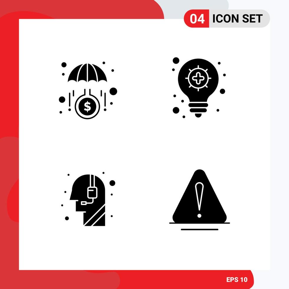 Set of 4 Modern UI Icons Symbols Signs for funds help investment pharmacy alert Editable Vector Design Elements