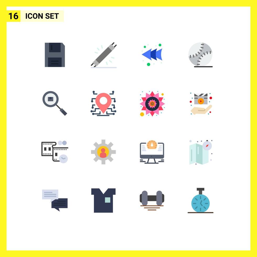 Modern Set of 16 Flat Colors and symbols such as box mens day equipment gentleman rewind Editable Pack of Creative Vector Design Elements