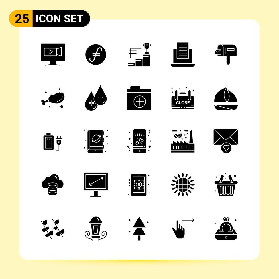 25 iconos creativos para el diseño moderno de sitios web y aplicaciones móviles receptivas 25 signos de símbolos de glifo sobre fondo blanco paquete de 25 iconos vector