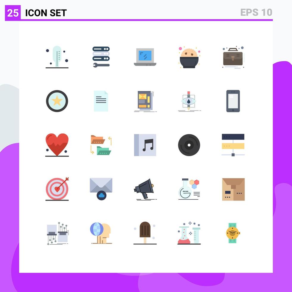 Paquete de 25 colores planos de interfaz de usuario de signos y símbolos modernos de los elementos de diseño de vectores editables de phirni de negocio portátil favorito