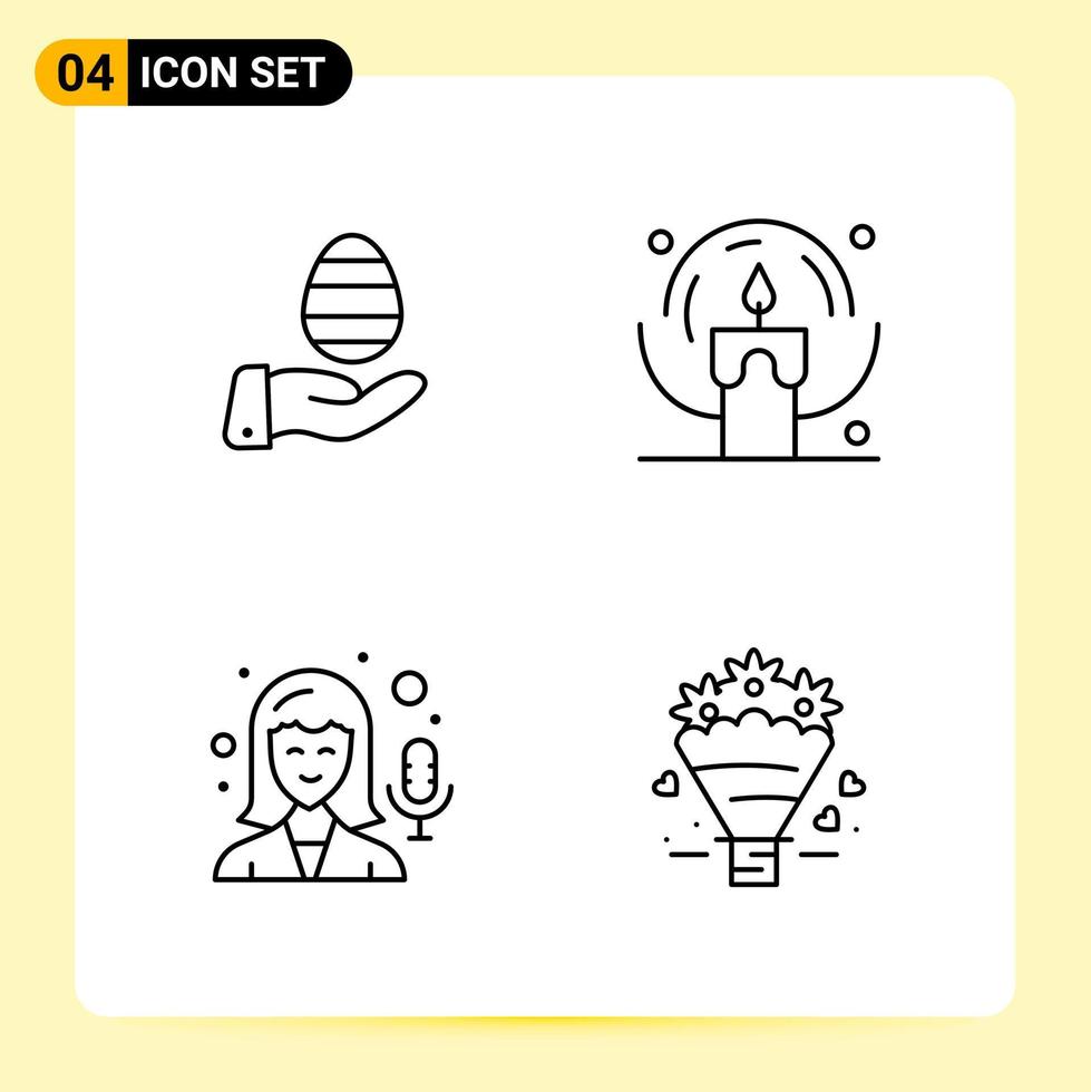 4 Creative Icons for Modern website design and responsive mobile apps 4 Outline Symbols Signs on White Background 4 Icon Pack vector
