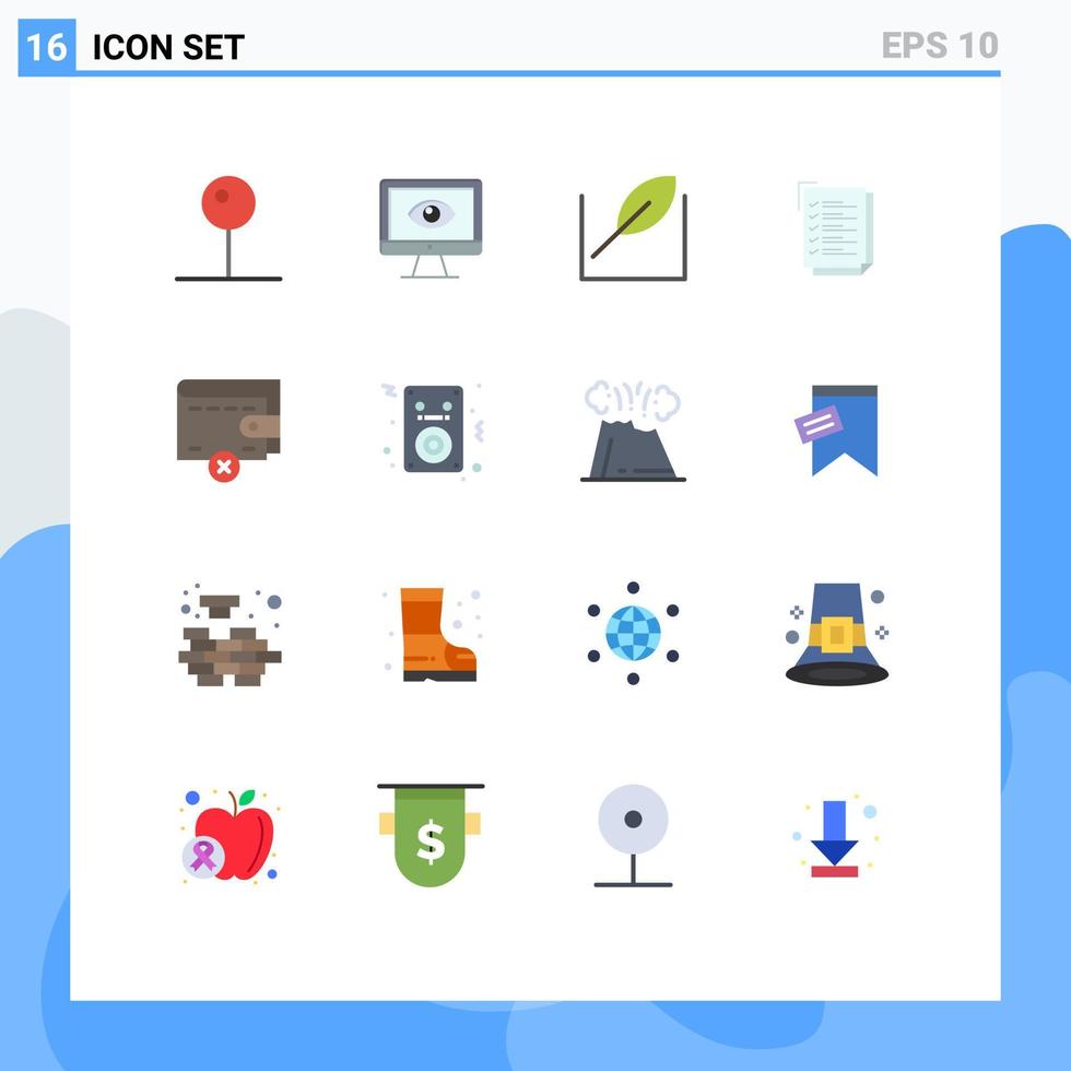 16 Universal Flat Color Signs Symbols of delete work task video to do list tree Editable Pack of Creative Vector Design Elements