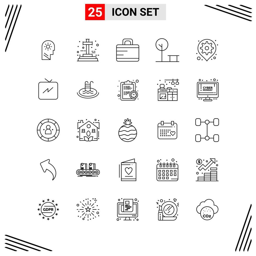 25 Icons Line Style Grid Based Creative Outline Symbols for Website Design Simple Line Icon Signs Isolated on White Background 25 Icon Set vector