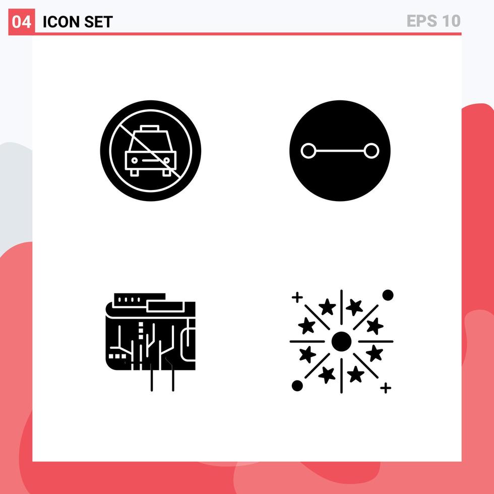 Set of 4 Modern UI Icons Symbols Signs for car currency off beliefs internet Editable Vector Design Elements