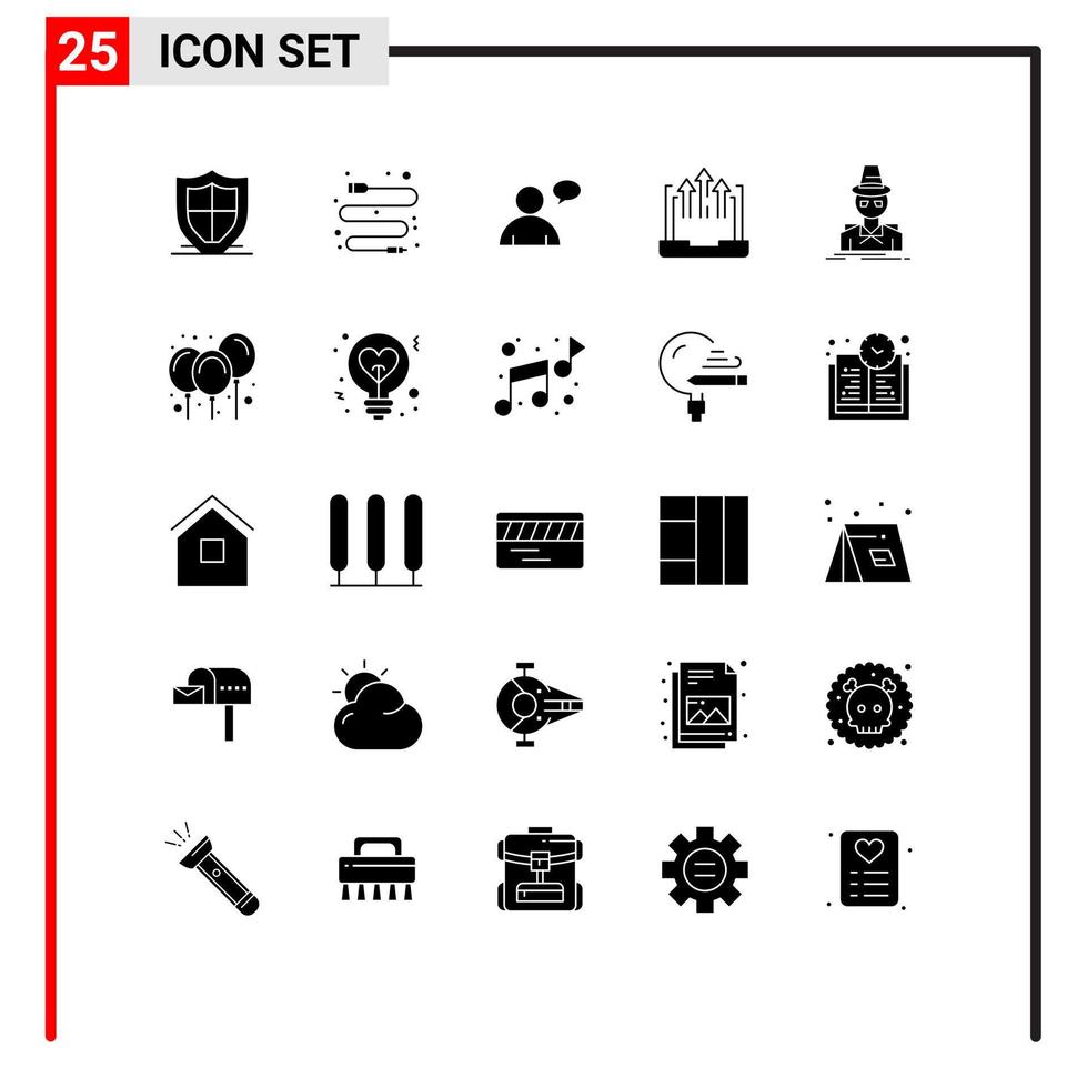 25 iconos creativos, signos y símbolos modernos del informe de piratas informáticos, elementos básicos de diseño de vectores editables para negocios de portátiles