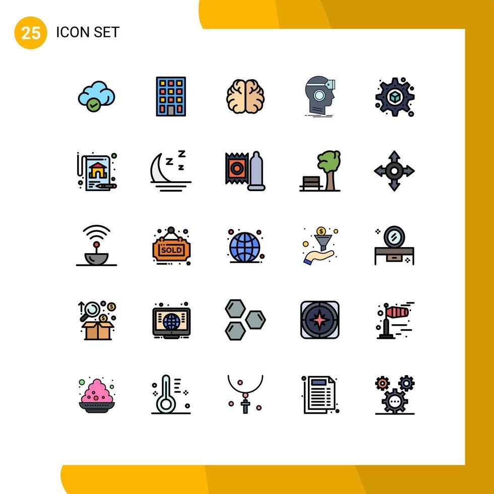 Modern Set of 25 Filled line Flat Colors and symbols such as setting virtual education reality googles Editable Vector Design Elements