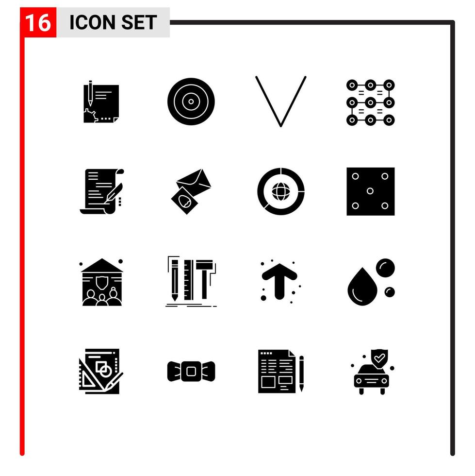 Modern Set of 16 Solid Glyphs and symbols such as security pattern finance lock bottom Editable Vector Design Elements