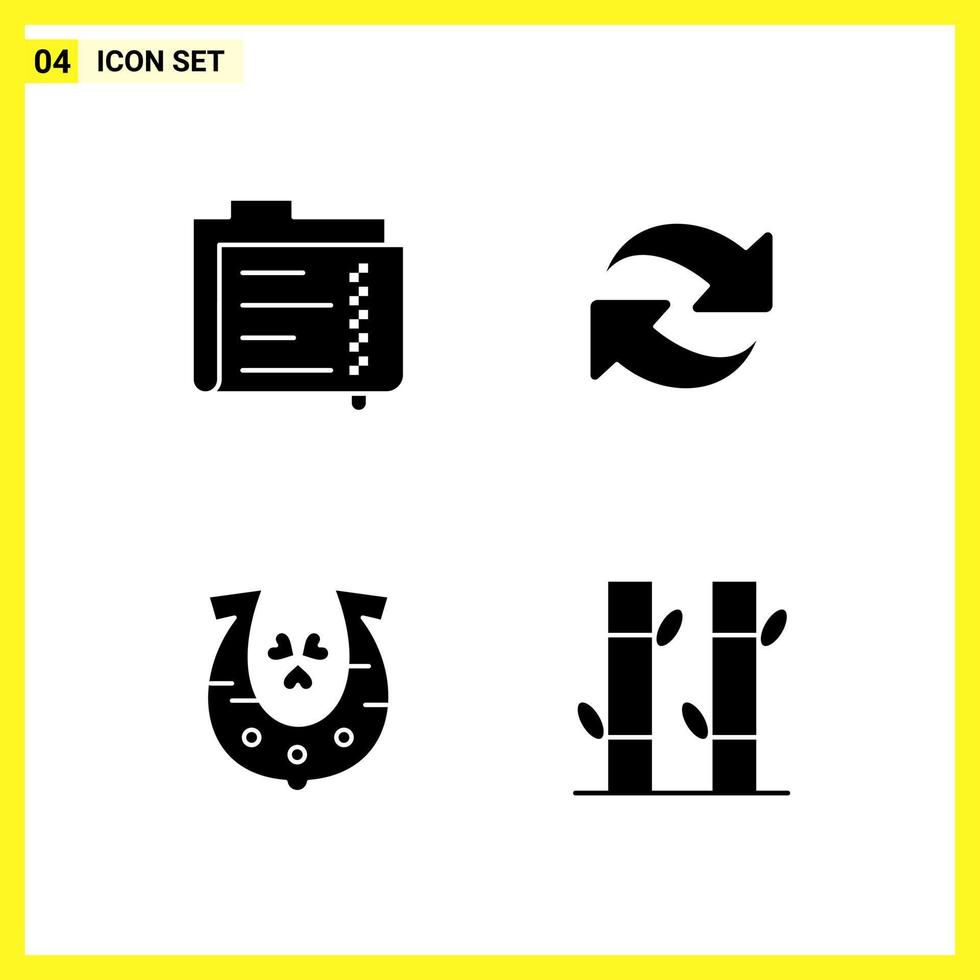 4 Icon Set Simple Solid Symbols Glyph Sign on White Background for Website Design Mobile Applications and Print Media vector