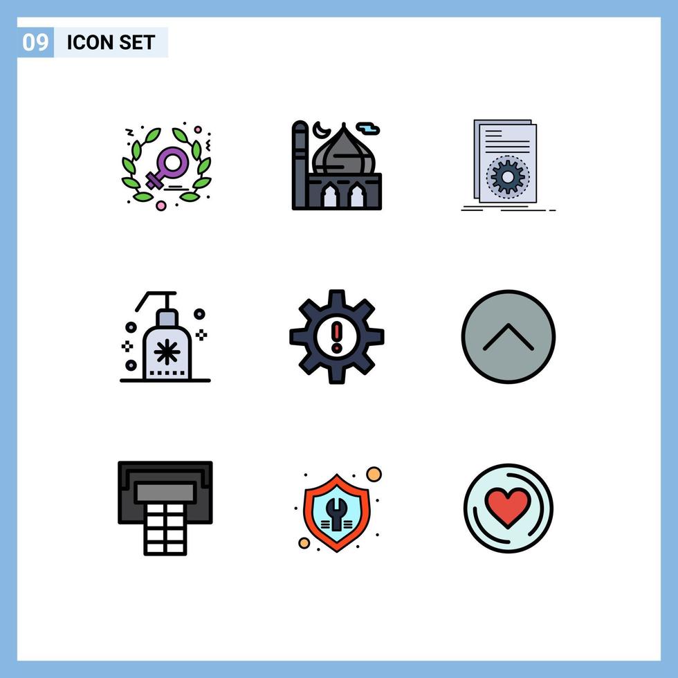 grupo de 9 signos y símbolos de colores planos de línea rellena para elementos de diseño de vectores editables de script de espuma de código de jabón hr