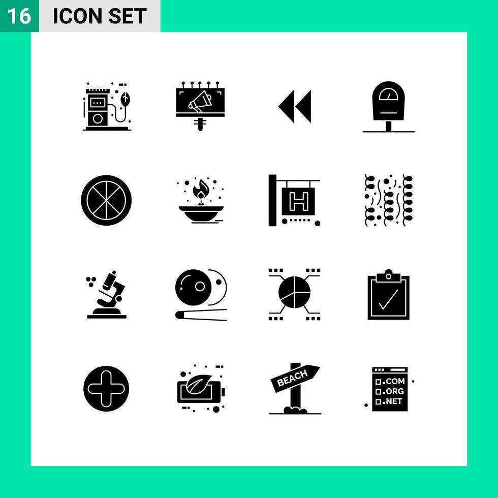 16 Universal Solid Glyph Signs Symbols of door parking marketing meter video Editable Vector Design Elements
