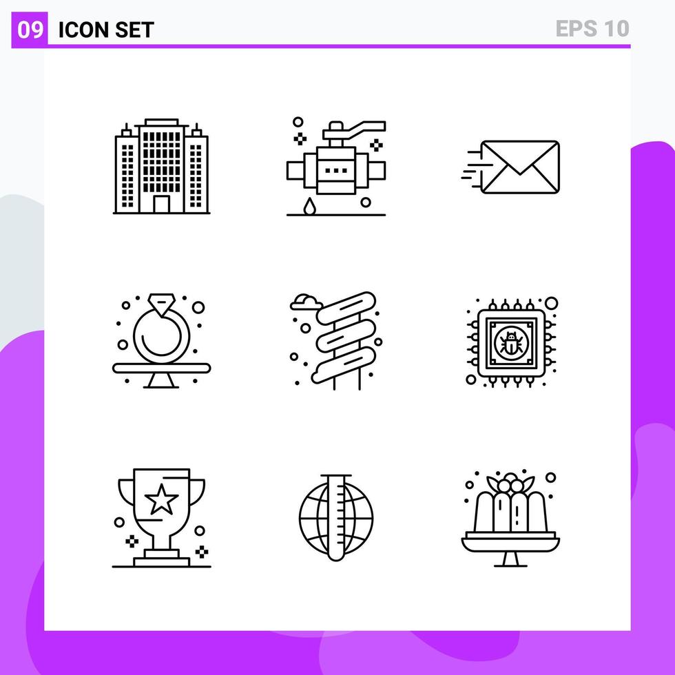 Set of 9 icons in Line style Creative Outline Symbols for Website Design and Mobile Apps Simple Line Icon Sign Isolated on White Background 9 Icons vector