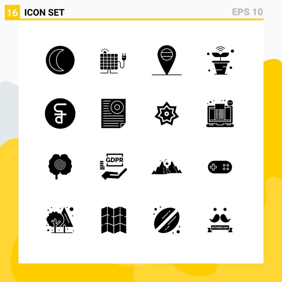 Group of 16 Modern Solid Glyphs Set for cash coin placeholder reil things Editable Vector Design Elements