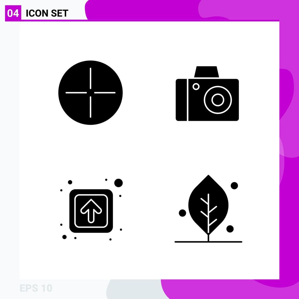 Solid Icon set Pack of 4 Glyph Icons isolated on White Background for Web Print and Mobile vector
