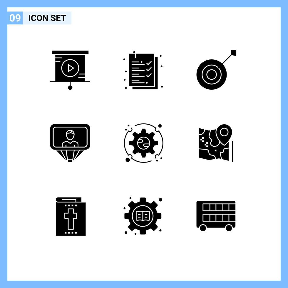 Set of 9 Modern UI Icons Symbols Signs for options setting sport preferences id Editable Vector Design Elements