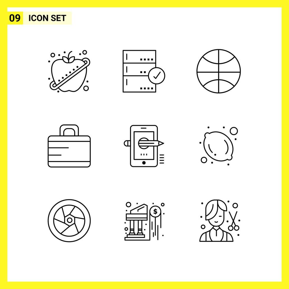 9 Icon Set Simple Line Symbols Outline Sign on White Background for Website Design Mobile Applications and Print Media vector