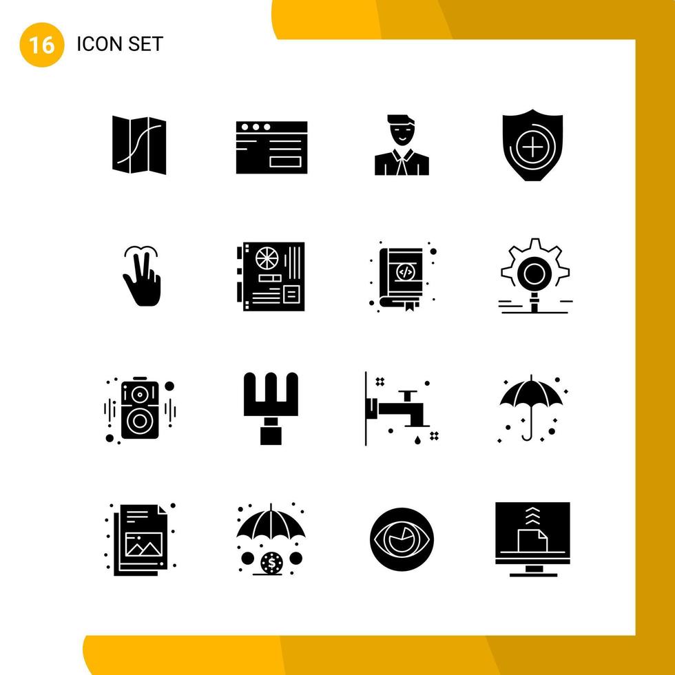 16 Icon Set Solid Style Icon Pack Glyph Symbols isolated on White Backgound for Responsive Website Designing vector