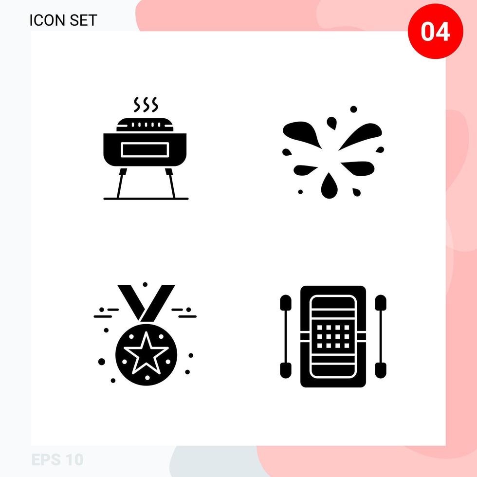 Vector Pack of 4 Icons in Solid Style Creative Glyph Pack isolated on White Background for Web and Mobile