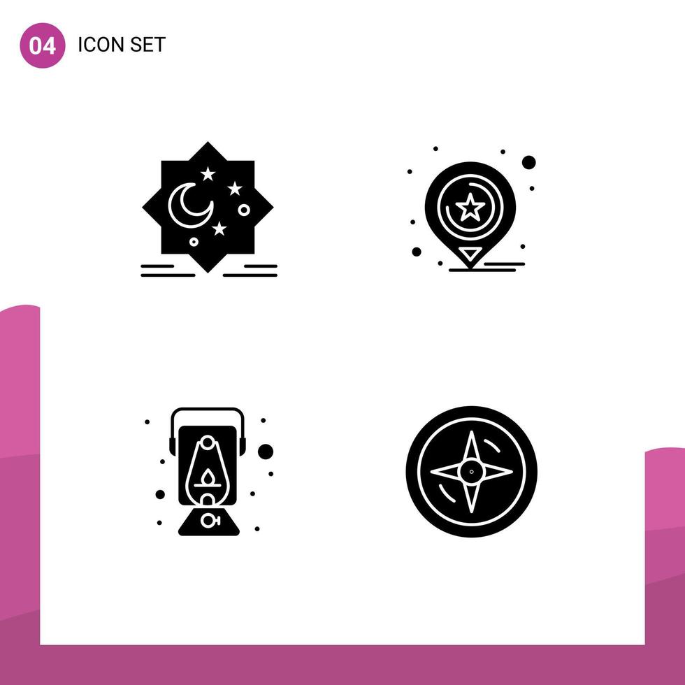 paquete de iconos de vector de stock de 4 signos y símbolos de línea para mapas de eid de lámpara de luna elementos de diseño de vector editables de aceite