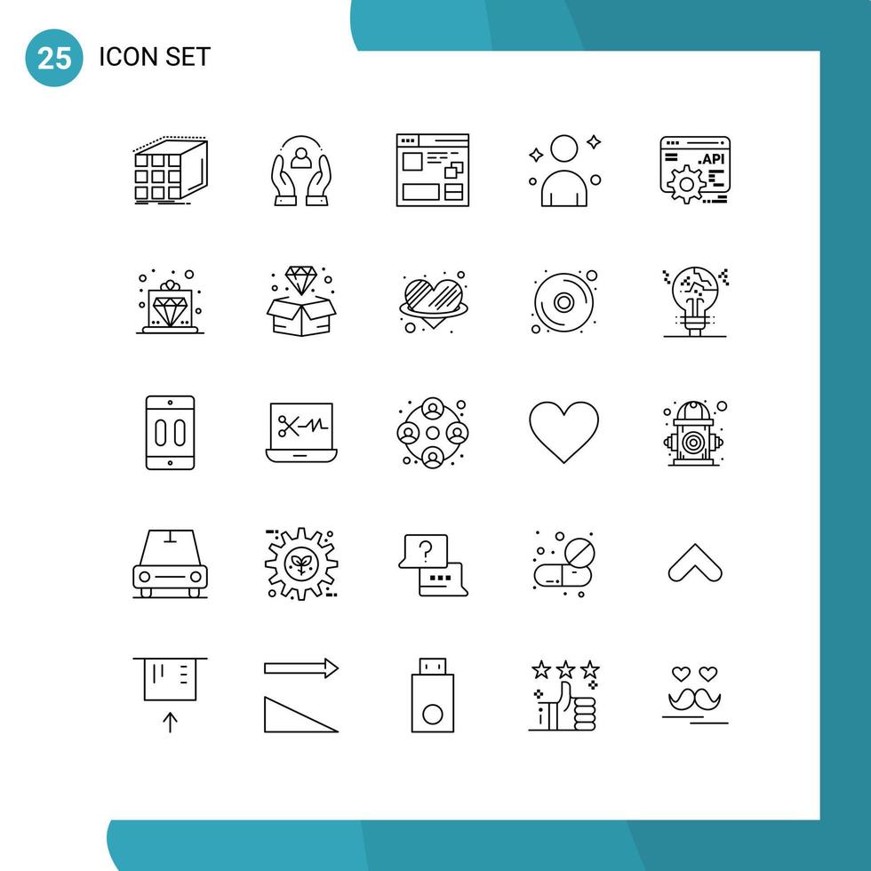 25 Thematic Vector Lines and Editable Symbols of person male people window page Editable Vector Design Elements