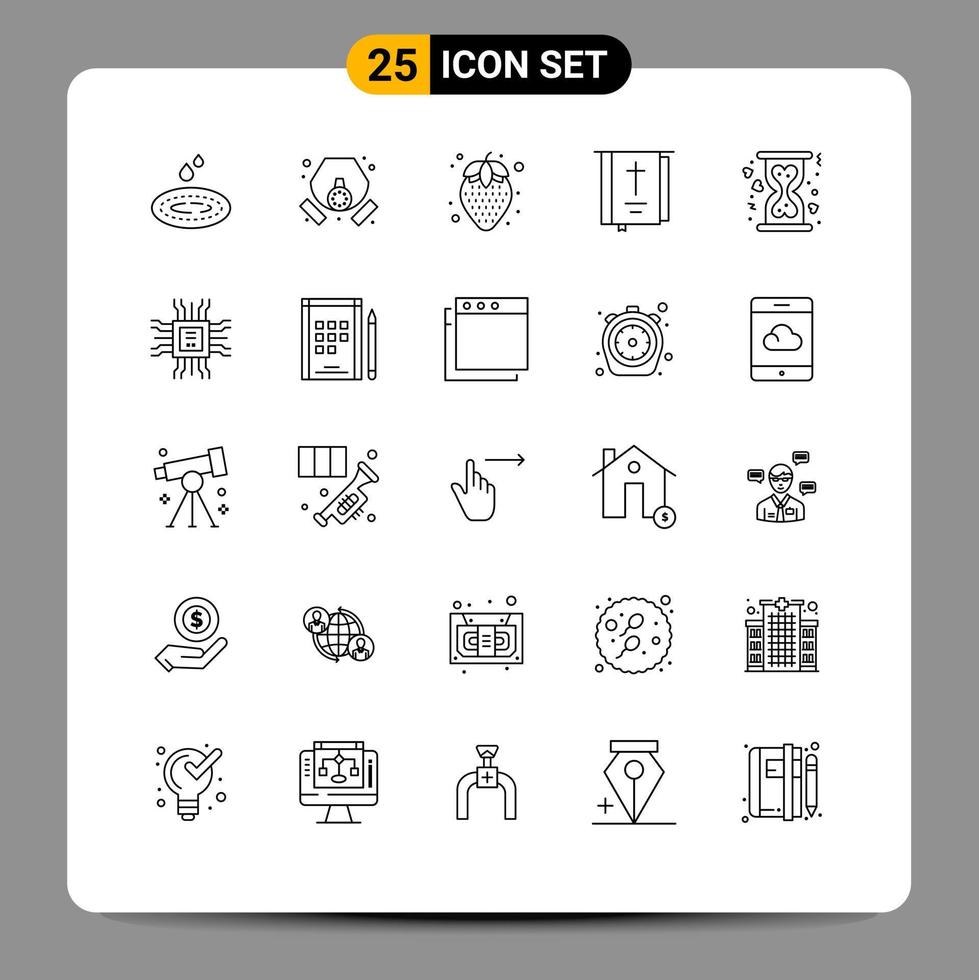 25 Line concept for Websites Mobile and Apps donation thanksgiving diet food religion book Editable Vector Design Elements