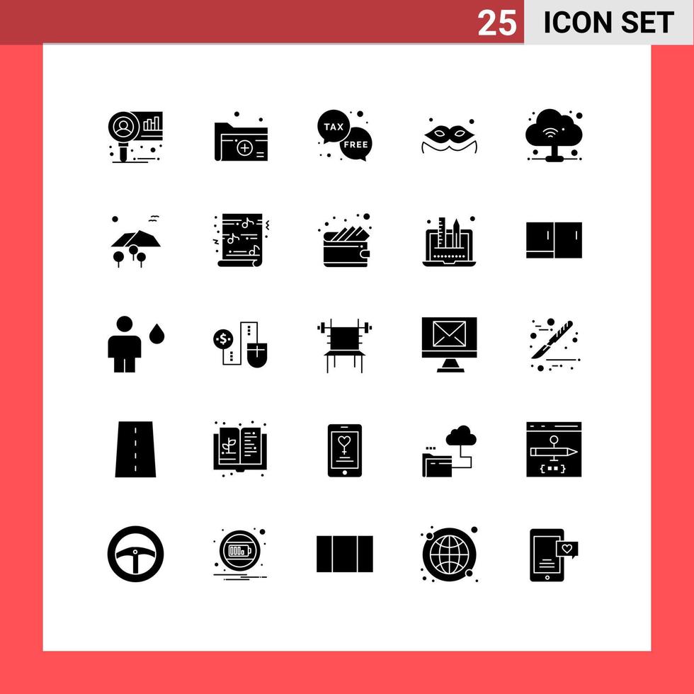 Set of 25 Modern UI Icons Symbols Signs for cloud mask medical folder costume money Editable Vector Design Elements