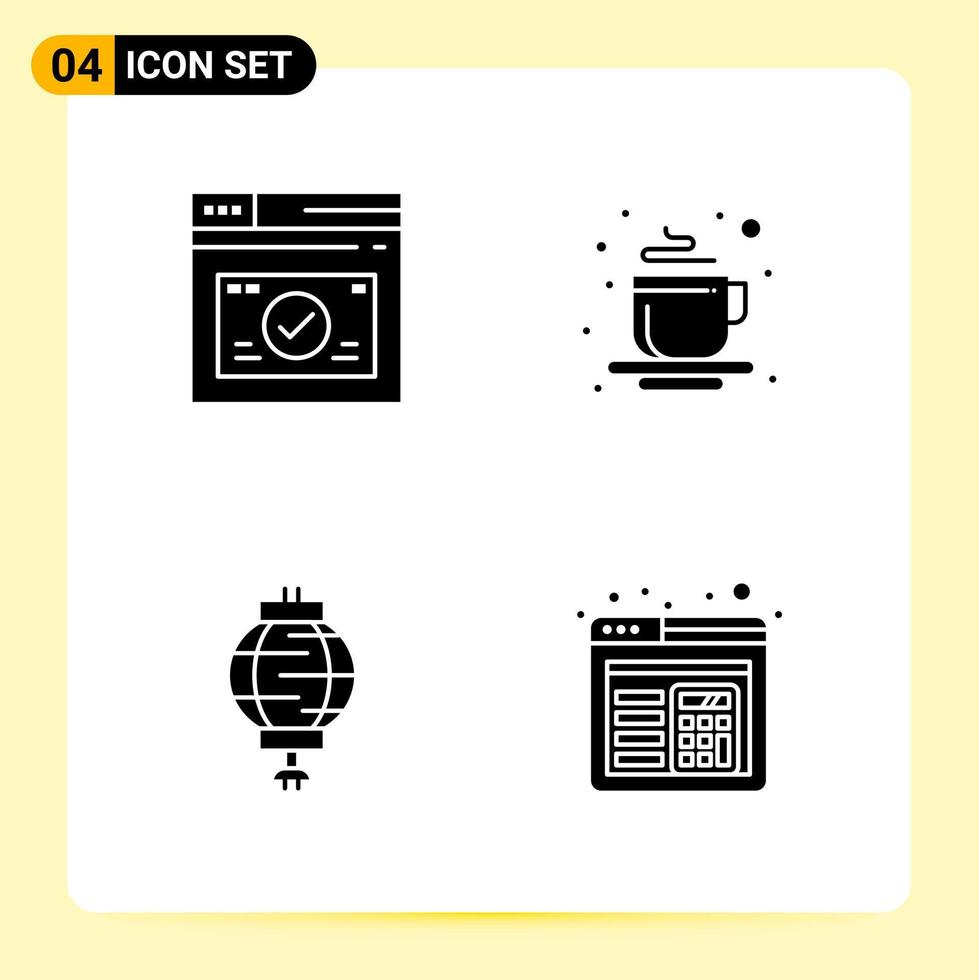 4 Creative Icons for Modern website design and responsive mobile apps 4 Glyph Symbols Signs on White Background 4 Icon Pack vector