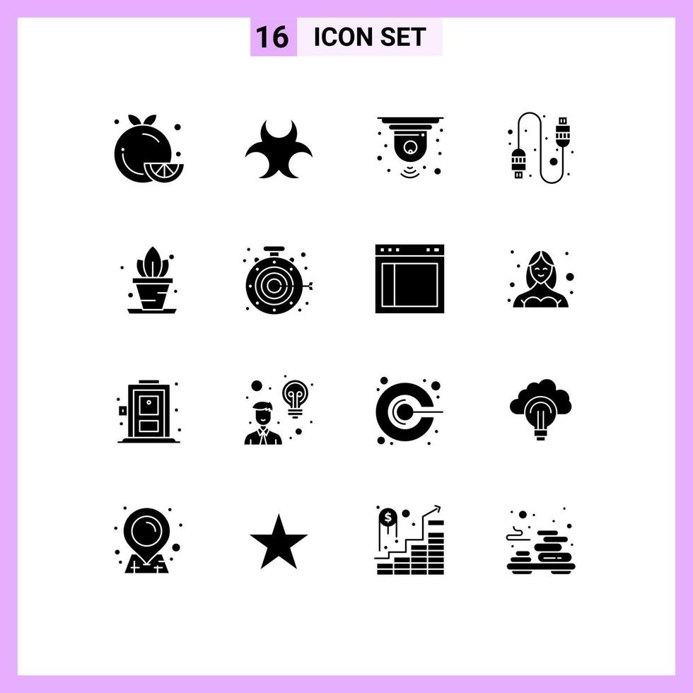 User Interface Pack of 16 Basic Solid Glyphs of living usb science connection device smart Editable Vector Design Elements