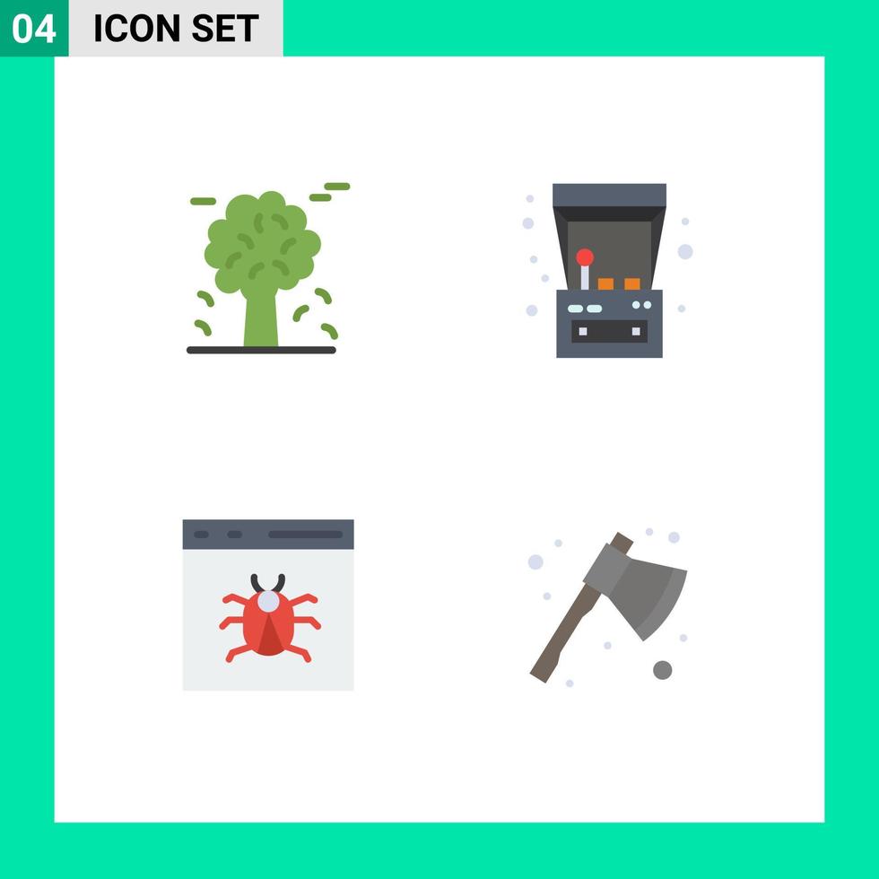 4 Thematic Vector Flat Icons and Editable Symbols of alpine app pine trees fun bug Editable Vector Design Elements