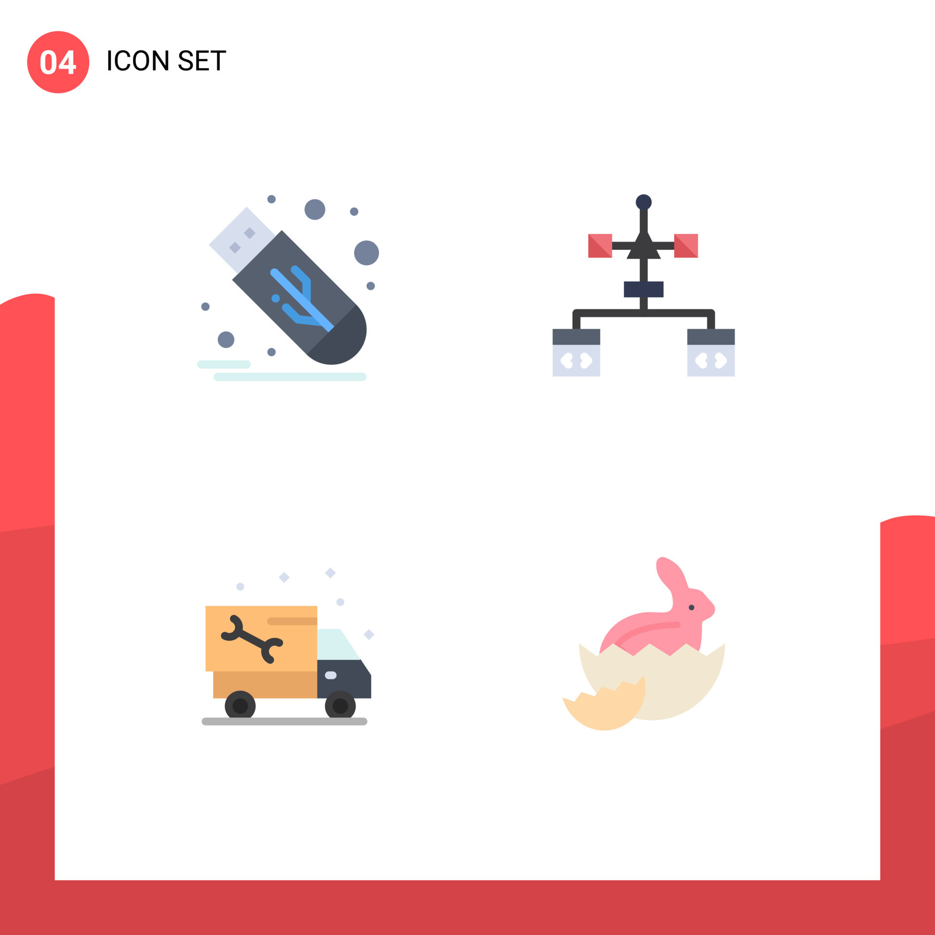 Stock Vector Icon Pack of 4 Line Signs and Symbols for drive car usb ...