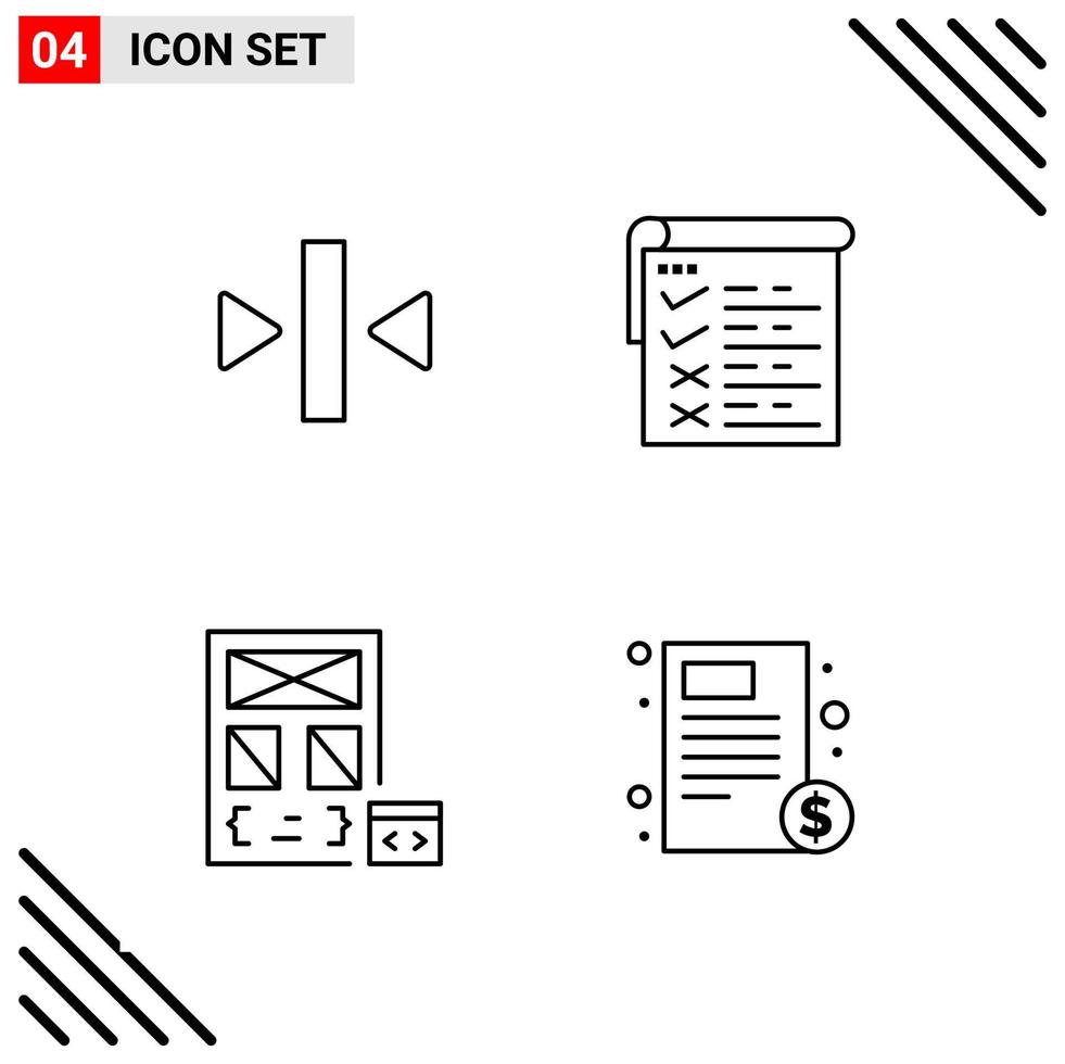 Pixle Perfect Set of 4 Line Icons Outline Icon Set for Webite Designing and Mobile Applications Interface vector